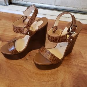 Christian Louboutin platform wedges, brown size 35